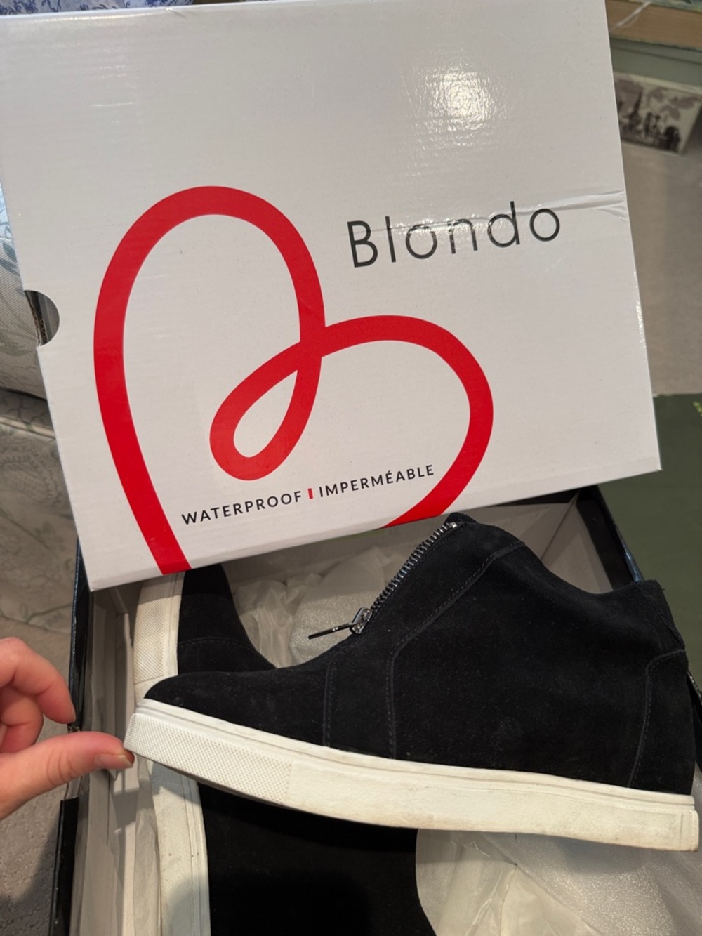 Blondo Black Suede High-Top Sneaker with White Sole